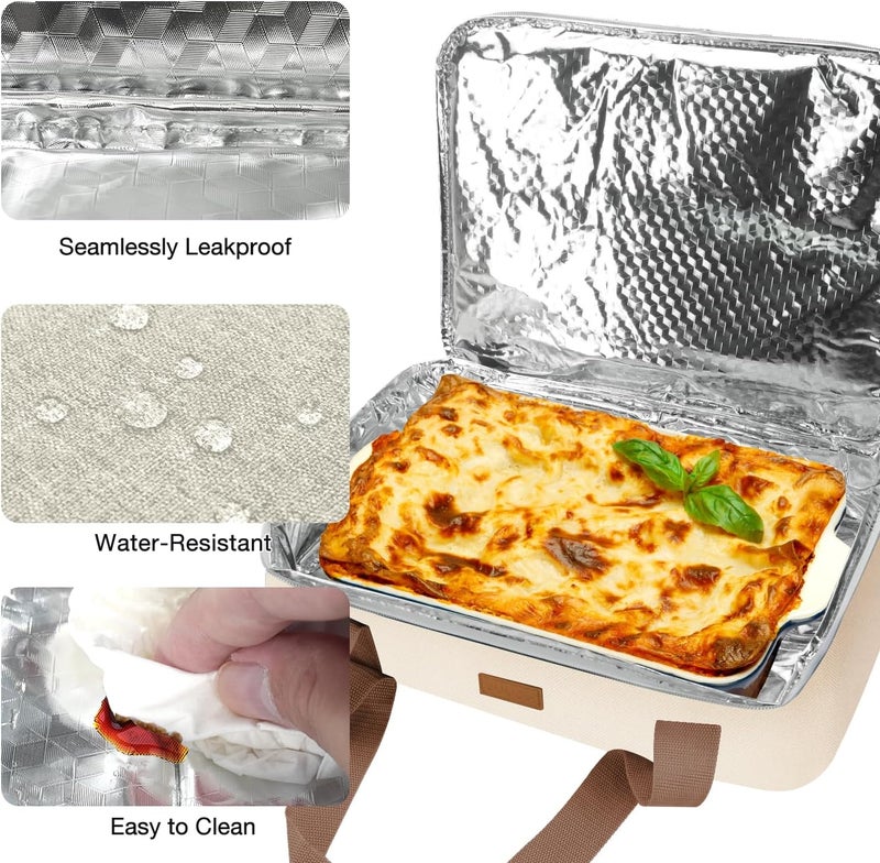 Vuudh Expandable Casserole Carrier Bag - Double Decker Food Bag, Insulated Casserole Carrier for Hot or Cold Food, Lasagna Holder Tote for Picnics,Beaches,Traveling or Gifts - Image 4